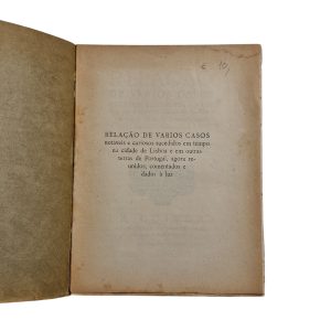 Relação de Vários Casos Notáveis e Curiosos Sucedidos em Tempo na Cidade de Lisboa e em Outras Terras de Portugal – Gustavo de Matos Sequeira (1925)